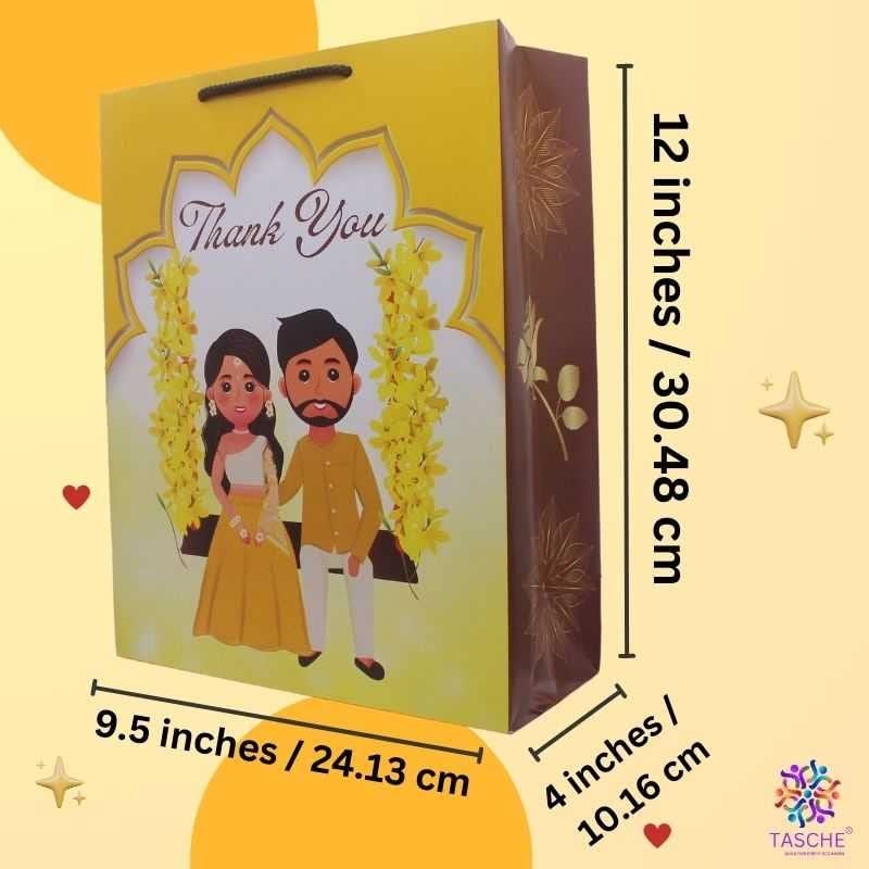 TASCHE حقائب هدايا مطبوعة لحفل الزفاف TASCHE Jula | حقائب هدايا للهدايا العائدة، خطوبة وهدايا عطلة الزفاف (12 * 9.5 * 4 بوصة) (عبوة من 8)، متعددة الألوان - Image 4
