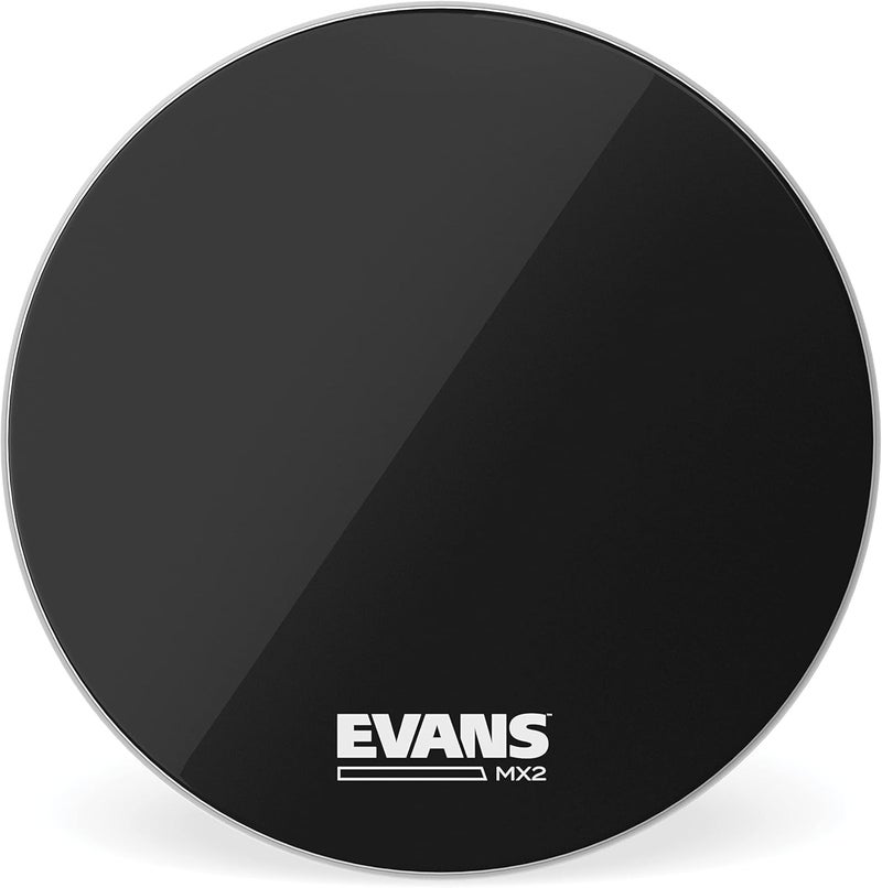 EVANS MX2 Black Marching Bass Drum Head, 16 Inch - Image 1