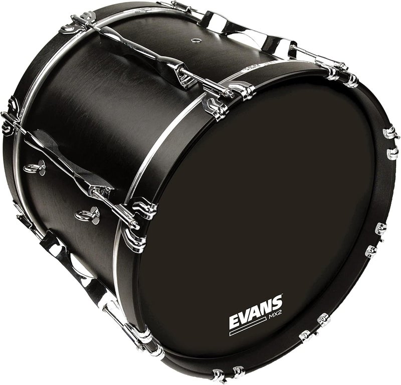 EVANS MX2 Black Marching Bass Drum Head, 16 Inch - Image 3