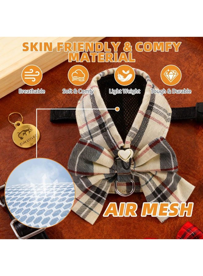 KOOLTAIL Small Dog Harness and Leash Set,Step in No Pull&Choke Soft Mesh Padded Adjustable Pet Vest Harness with Bowtie for Extra-Samll Medium Dogs and Cats,Cute Harnesses for XS S Puppy Beige XS - Image 4
