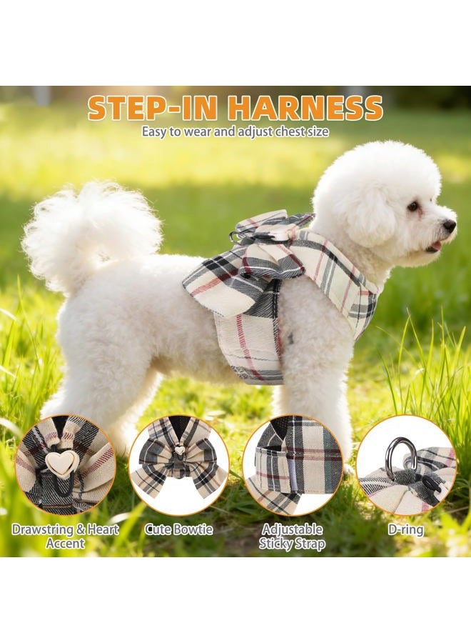 KOOLTAIL Small Dog Harness and Leash Set,Step in No Pull&Choke Soft Mesh Padded Adjustable Pet Vest Harness with Bowtie for Extra-Samll Medium Dogs and Cats,Cute Harnesses for XS S Puppy Beige XS - Image 3