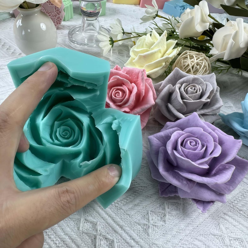 iBest Bloom Rose Flower 3D Silicone Mold for Resin Flower Soap Candle Making DIY Molds Wedding Cake Mold Epoxy Decorating Craft Mould Baking Tools - Image 3
