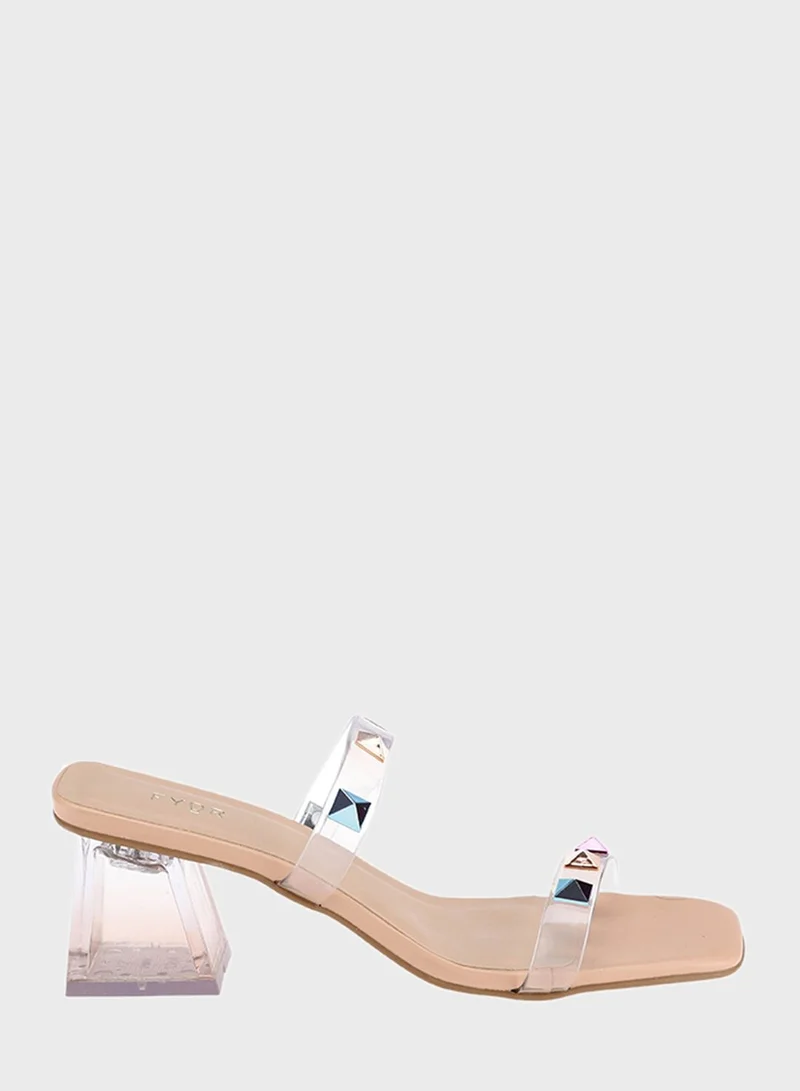 FYOR Block Mid Heel Sandals