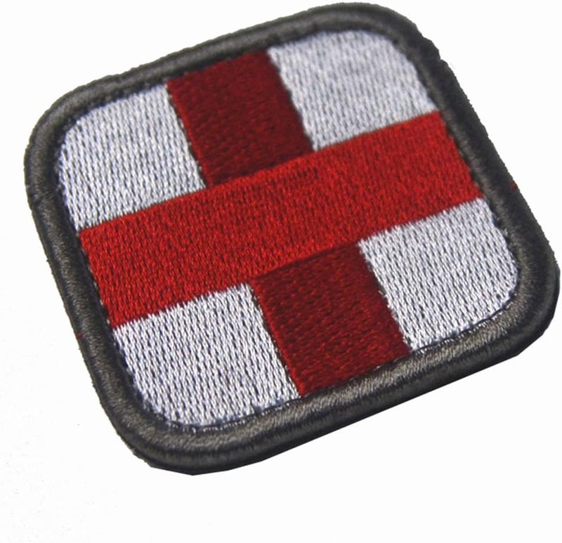 klarako 50 x 50mm Assorted Color Red Cross Medic Patch Hook & Loop Patches Badge Bag Clothing Decorative  White - Image 2