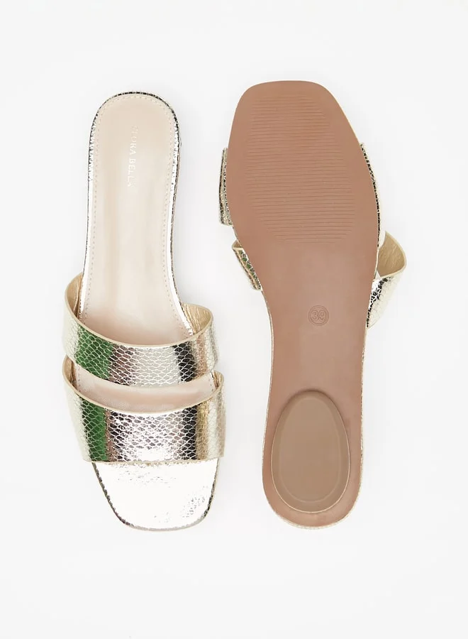 Flora Bella By Shoexpress Women's Textured Slip-On Flat Sandals