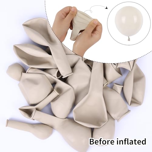 RUBFAC White Sand Balloons Different Sizes 105pcs 5/10/12/18 Inch Sand White Cream Beige Balloon Garland Arch Kit for Wedding Baby Shower Birthday Party Supplies Decorations - Image 4