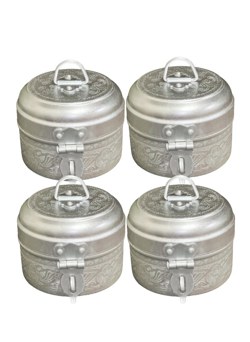 Ayda 4 قطع صناديق تخزين دائرية للفواكه المجففة الحلوة، بخور، صندوق مجوهرات فضي 50 مل - Image 2