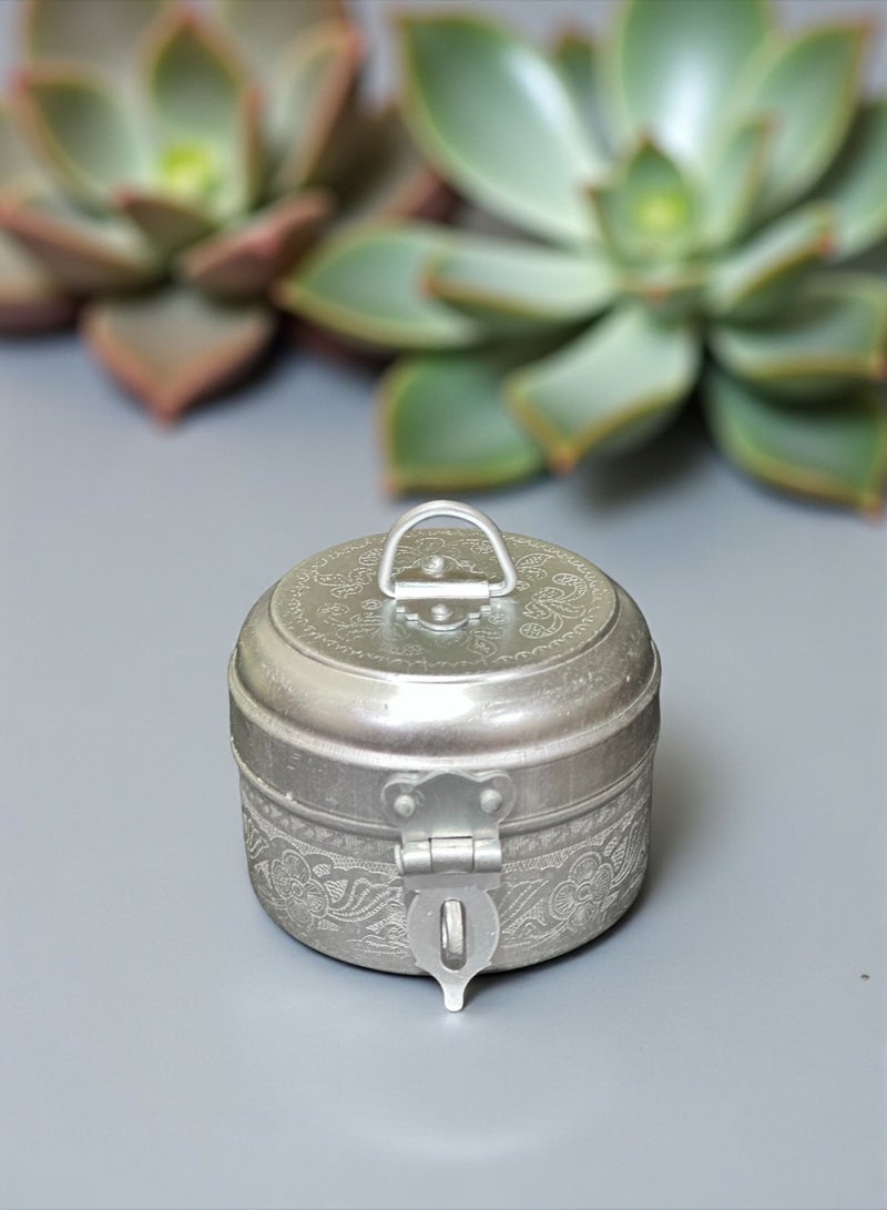 Ayda 4 قطع صناديق تخزين دائرية للفواكه المجففة الحلوة، بخور، صندوق مجوهرات فضي 50 مل - Image 3