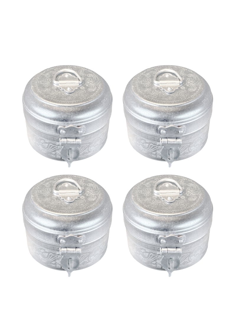 Ayda 4-Pieces Round Storage Boxes For Sweet Dry Fruit Bakhoor, Jewellery dabba Gold 50 ML, Silver 50 ML 