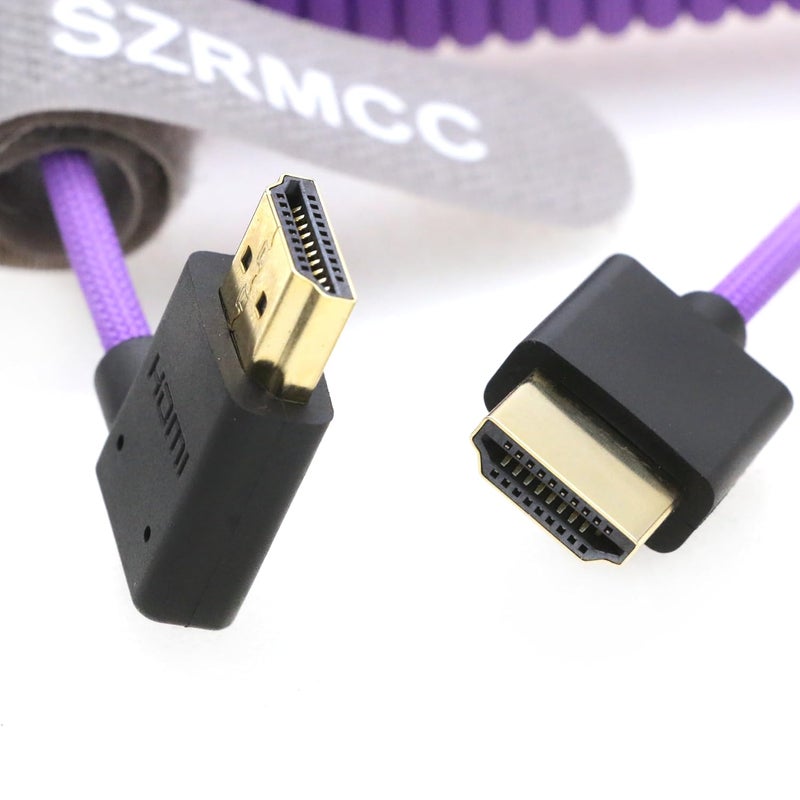 اس زد ار ام سي سي كابل 8K HDMI إلى HDMI بزاوية قائمة فائق السرعة ملفوف مضفر للكاميرا Z Cam E2 Sony FX6 FX9 Canon EOS C70 C300 Portkeys BM5 Atomos Ninjav V Shogun Monitor - Image 5