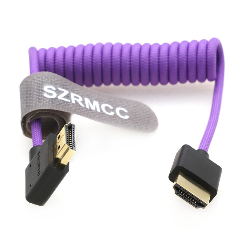 اس زد ار ام سي سي كابل 8K HDMI إلى HDMI بزاوية قائمة فائق السرعة ملفوف مضفر للكاميرا Z Cam E2 Sony FX6 FX9 Canon EOS C70 C300 Portkeys BM5 Atomos Ninjav V Shogun Monitor - Image 2