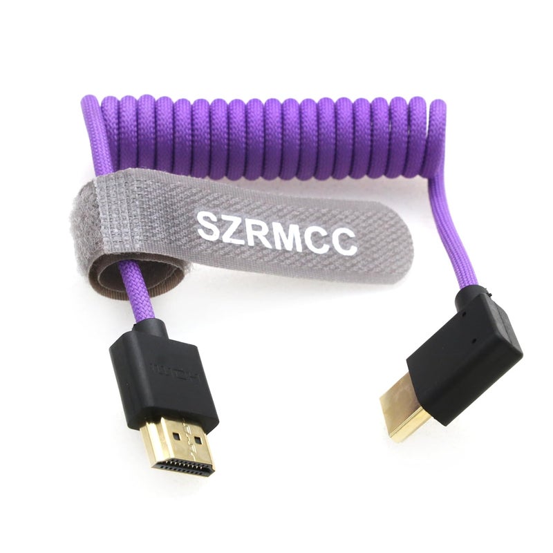 اس زد ار ام سي سي كابل 8K HDMI إلى HDMI بزاوية قائمة فائق السرعة ملفوف مضفر للكاميرا Z Cam E2 Sony FX6 FX9 Canon EOS C70 C300 Portkeys BM5 Atomos Ninjav V Shogun Monitor - Image 1