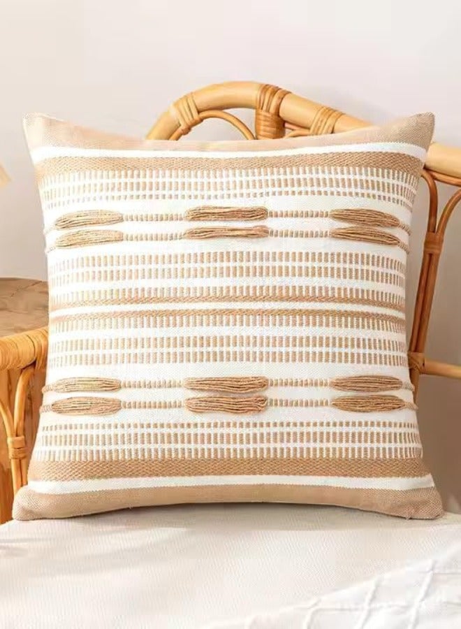 The Manatees The Manatees Decorative Throw Pillow Cover – Boho Moroccan Style, Handwoven Cotton Thread Cushion Case with Textured Design, and Stylish Décor Accent, 45x45 cm, Beige 