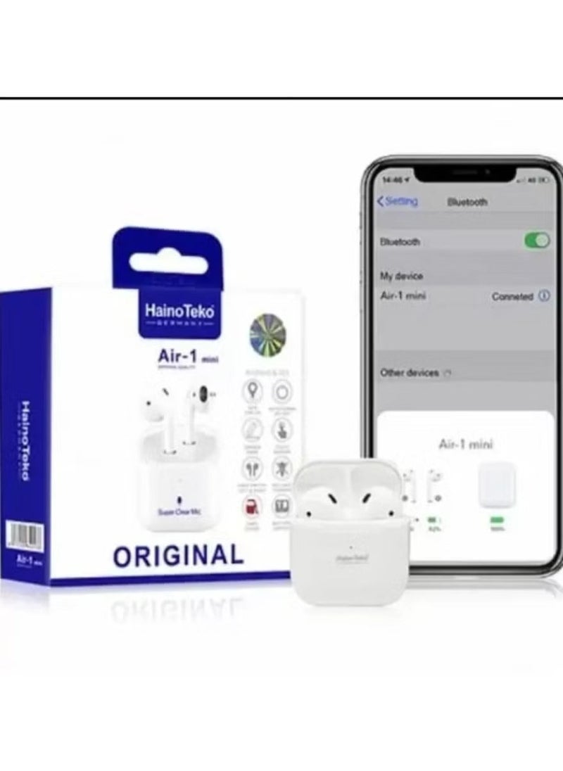 Haino Teko - Air1 Mini Earbuds – Gaming Handsfree Mic, Super Bass, Bluetooth Connectivity, Comfortable Fit, Long Battery Life, Noise-Isolating, Ideal for Gaming, Calls, & Music, Compatible with iOS & Android - Image 1