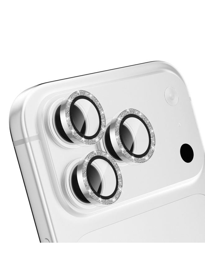 CloudValley Glitter Camera Lens Protective Film for iPhone 17 Pro/iPhone 17 Pro Max, HD Scratch Resistant Tempered Glass, Shatterproof Metallic Ring, Glitter Silver - Image 1