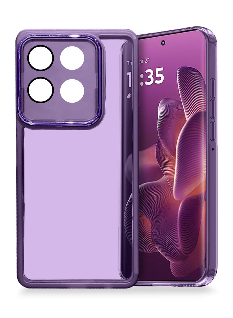 Wtech Motorola Edge 60 Pro 5G 2025 Soft Transparent TPU Camera Protection Silicone Ultra Thin Phone Stylish Electroplated Camera Border Back Case Cover - Eggplant Purple - Image 1