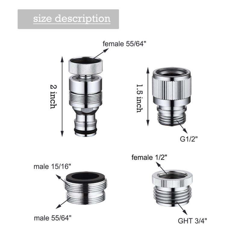 Walkinginrain Kitchen Sink Faucet Quick Connector, Dishwasher Washer Snap Coupling Adapter, Faucet to Garden Hose Adapter for Bathroom Kitchen/Shower Hose/Garden Hose - Image 3