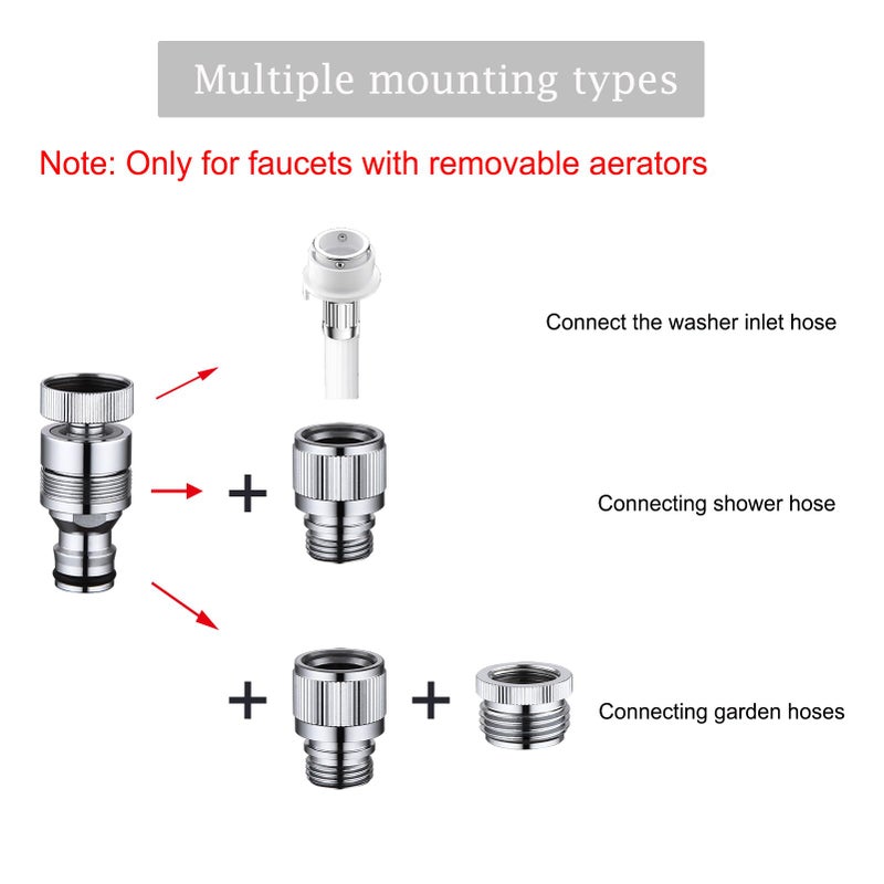Walkinginrain Kitchen Sink Faucet Quick Connector, Dishwasher Washer Snap Coupling Adapter, Faucet to Garden Hose Adapter for Bathroom Kitchen/Shower Hose/Garden Hose - Image 5