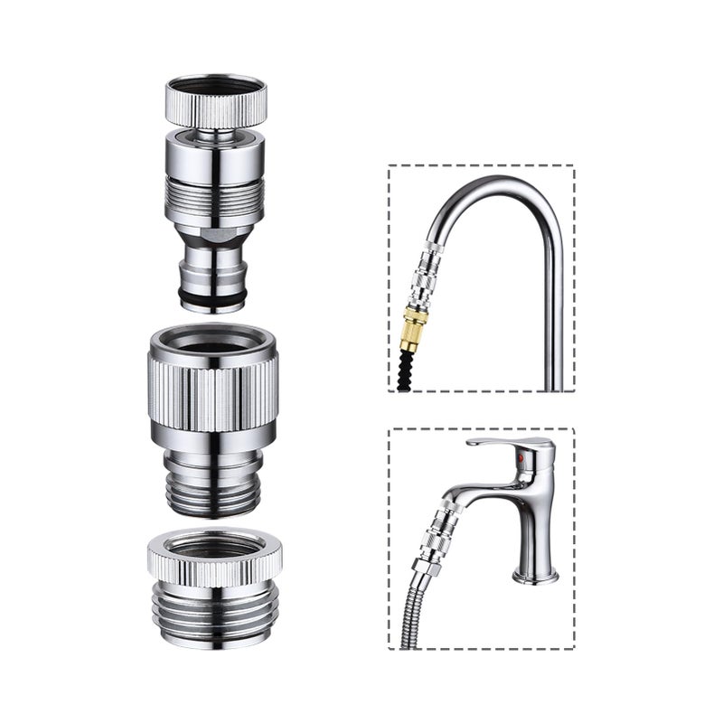 Walkinginrain Kitchen Sink Faucet Quick Connector, Dishwasher Washer Snap Coupling Adapter, Faucet to Garden Hose Adapter for Bathroom Kitchen/Shower Hose/Garden Hose - Image 1