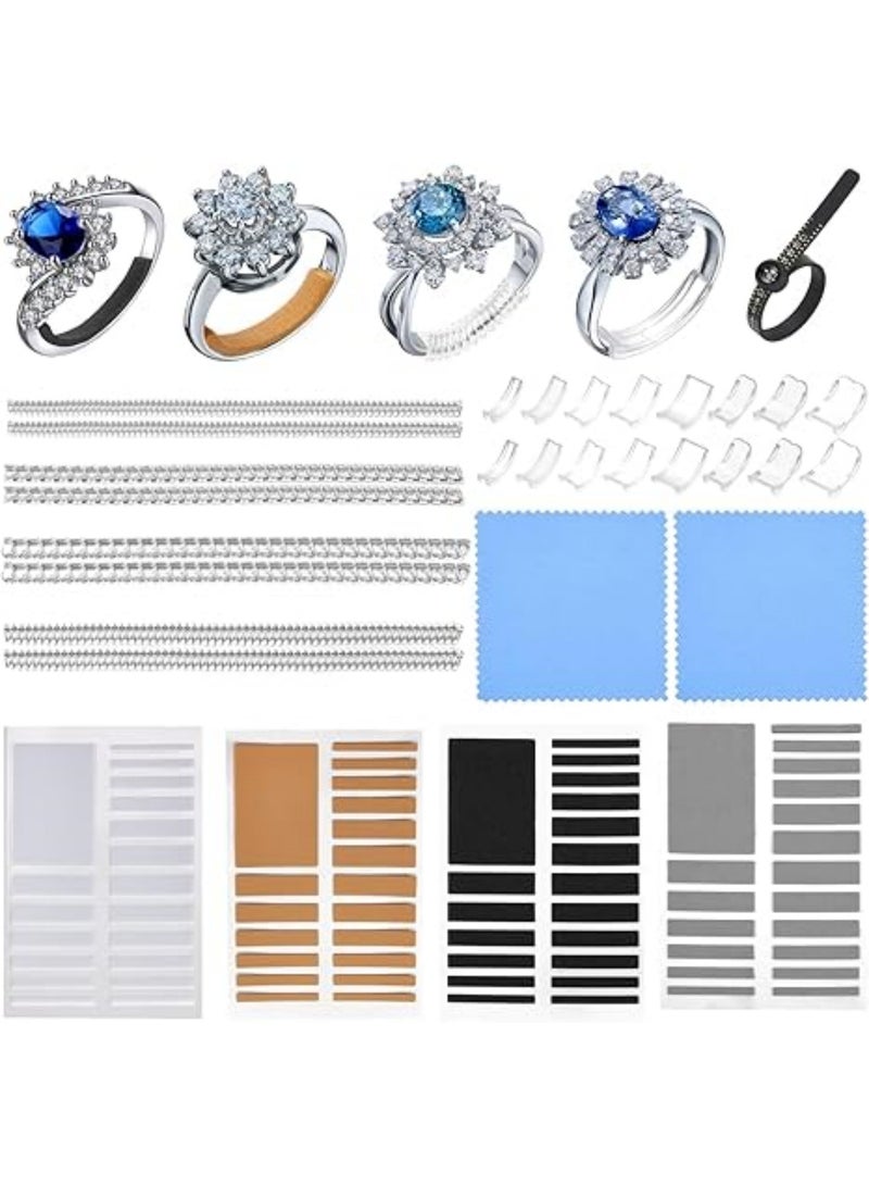 saykfoe 31 Pcs Ring Size Adjuster with Ring Size Measuring Tool for Loose Rings, Sizer Adjuster for Ring Too Big, Plug-in Invisible Ring Spiral, Fit Any Rings Sizes - Image 1
