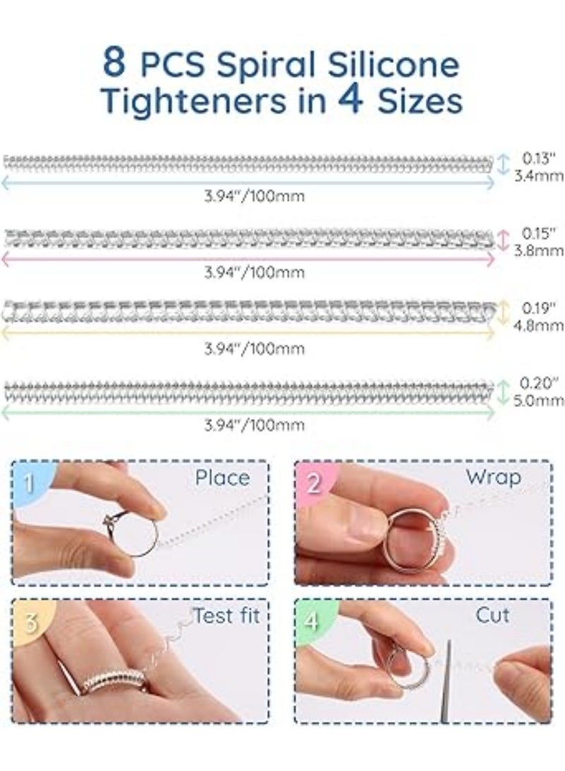 saykfoe 31 Pcs Ring Size Adjuster with Ring Size Measuring Tool for Loose Rings, Sizer Adjuster for Ring Too Big, Plug-in Invisible Ring Spiral, Fit Any Rings Sizes - Image 3
