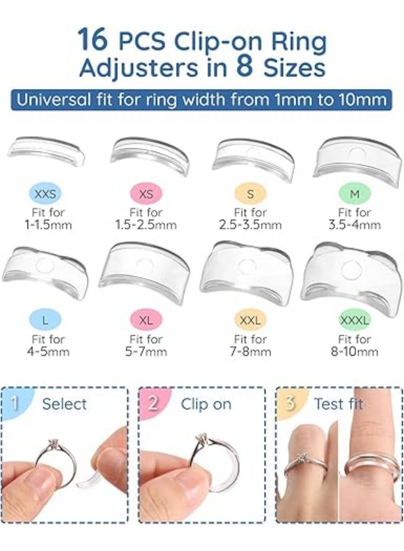 saykfoe 31 Pcs Ring Size Adjuster with Ring Size Measuring Tool for Loose Rings, Sizer Adjuster for Ring Too Big, Plug-in Invisible Ring Spiral, Fit Any Rings Sizes - Image 4