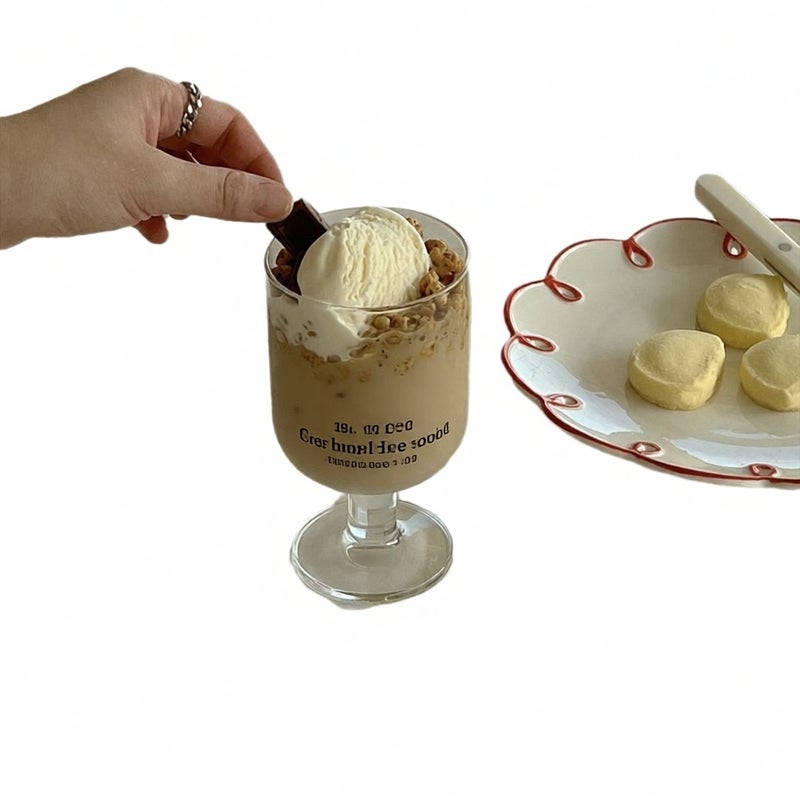French Pattern Short Stem Glass Goblet - Iced Coffee Juice Milk Cup - Image 5