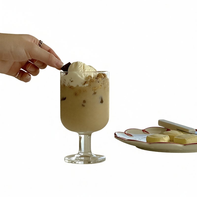 French Pattern Short Stem Glass Goblet - Iced Coffee Juice Milk Cup - Image 3
