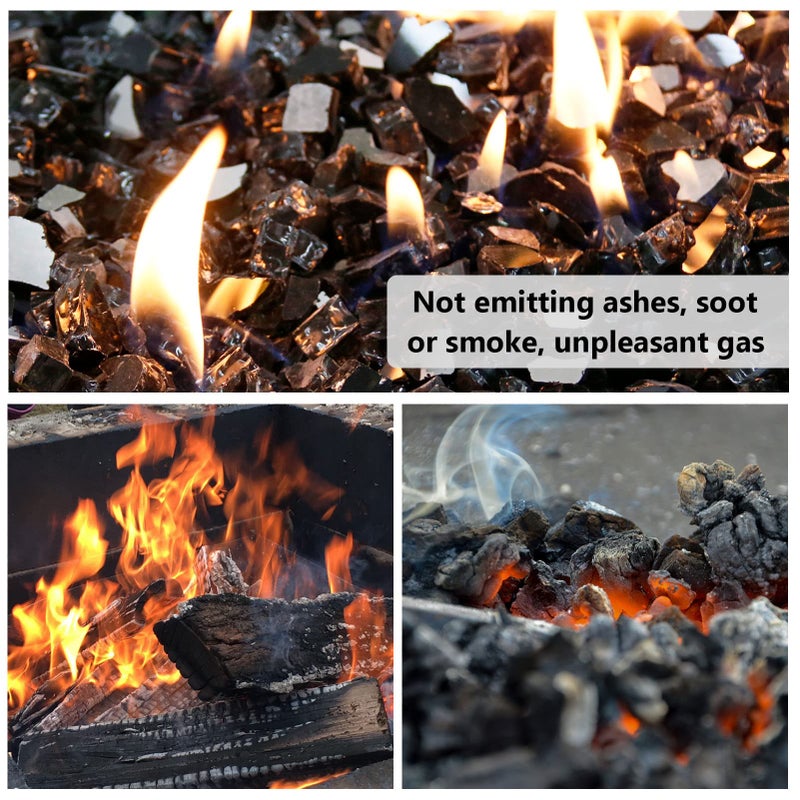 Grisun Onyx Black Fire Glass For Fire Pit  1/2 Inch High Luster Reflective Tempered Glass Rocks For Natural Or Propane Fireplace  Safe For Outdoors And Indoors Firepit Glass  10 Pounds - Image 3