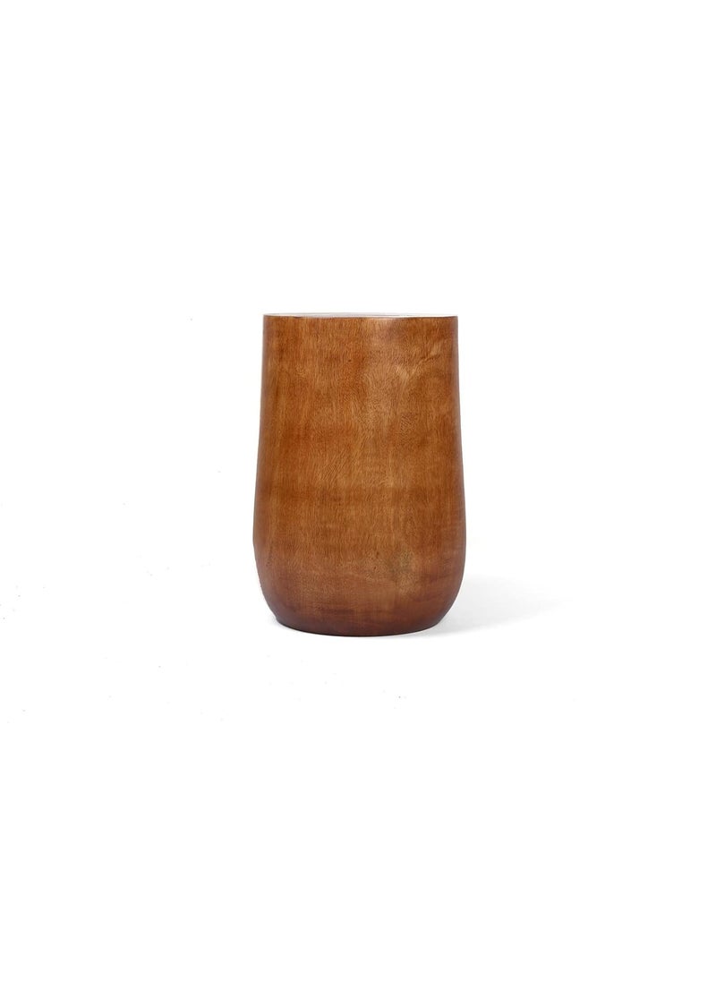 UNIMAPLE WITH U UNIMAPLE WITH U Wooden Puffy Round Ottoman Stool Furniture Natural Teak Brown  - Image 3