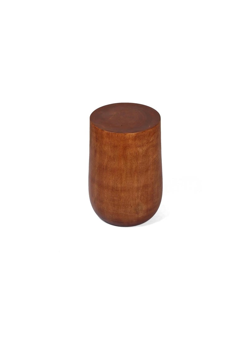 UNIMAPLE WITH U UNIMAPLE WITH U Wooden Puffy Round Ottoman Stool Furniture Natural Teak Brown  - Image 4