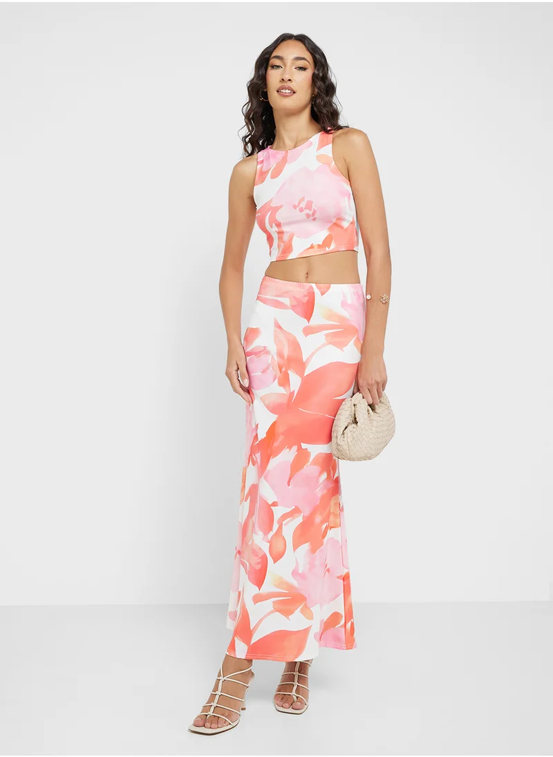 Ginger Floral Crop Top & Bodycon Skirt Co-Ord Set