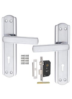 ONMAX ONMAX 7 inches Mortice Door Handle Lock Set KY CP Finish with 65mm Double Action Door Lock 6 Levers with 3 Keys Mortise Lock Door Lock for Home Office and Bedroom HML6S701MCP Silver  - Image 1