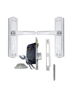 ONMAX ONMAX 7 inches Mortice Door Handle Lock Set KY CP Finish with 65mm Double Action Door Lock 6 Levers with 3 Keys Mortise Lock Door Lock for Home Office and Bedroom HML6S701MCP Silver  - Image 3