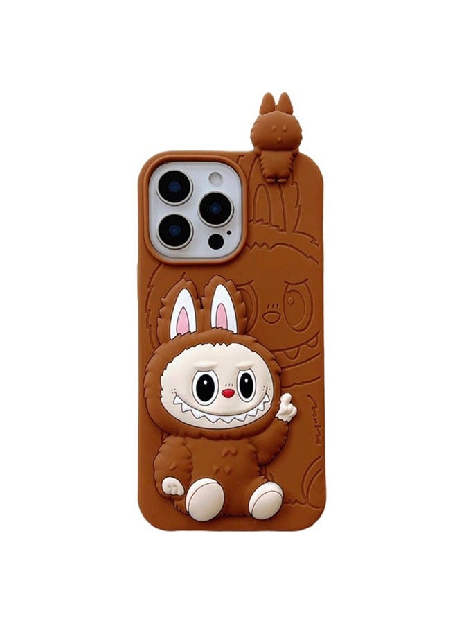 general Cartoon lying three-dimensional Labubu is suitable for iPhone 15ProMax/15Pro anti-fall mobile phone protective cover - Image 1