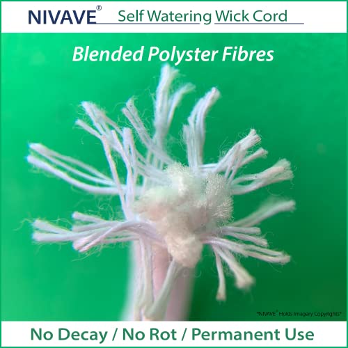 NIVAVE Basic - 100 Feet 5mm - Plants Automatic Drip Watering Wick Cord Spike for 7-15 Days Vacation Holiday/Hydroponic NFT Aquaponic Wick Cord String Rope (70-100 Plants, 1 Layer, White) - Image 2