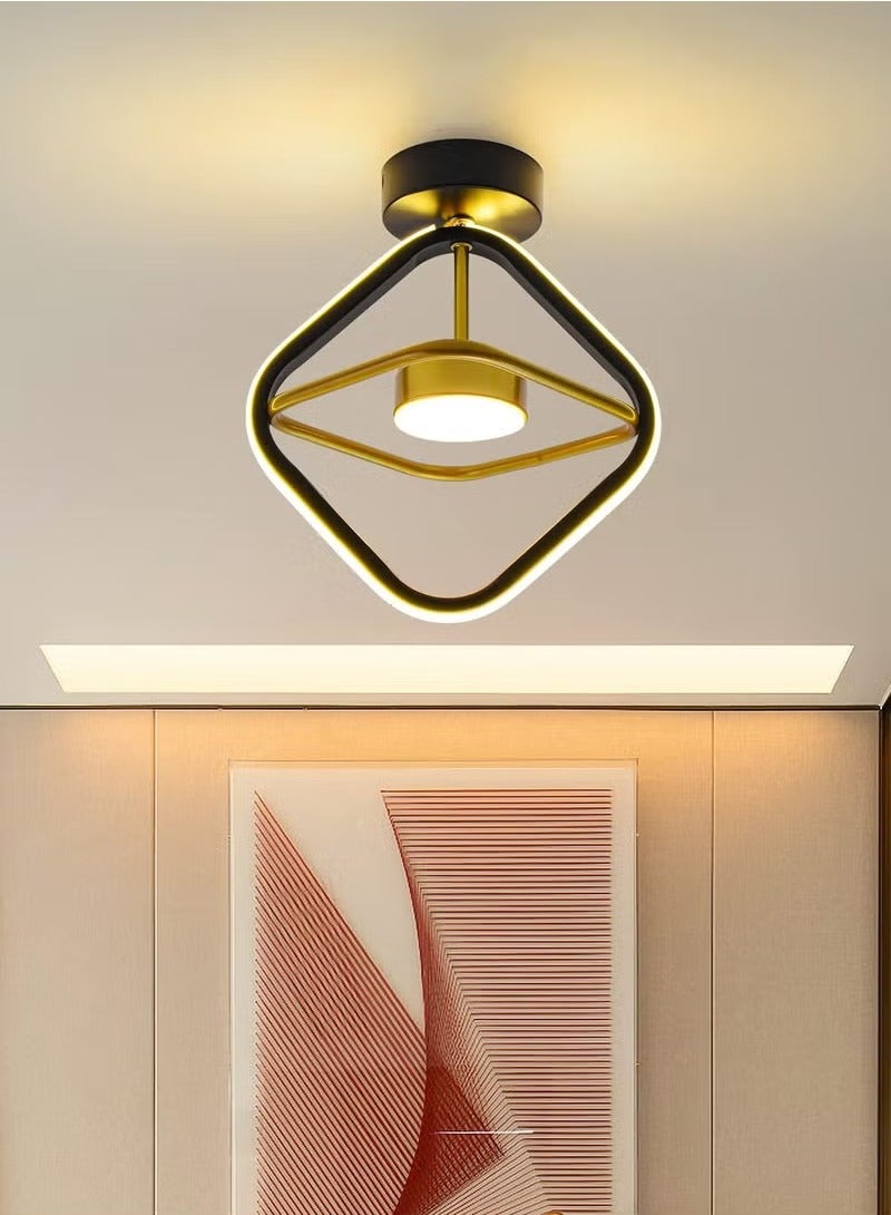 مصباح سقف أسود ليد ، تركيبات إضاءة سقف LED صغيرة حديثة ، مصباح سقف معدني بتصميم إبداعي لغرفة المعيشة وغرفة النوم ، ممر الممر ، المدخل الداخلي ، 3 ألوان (3000K-6500K)  - Image 1