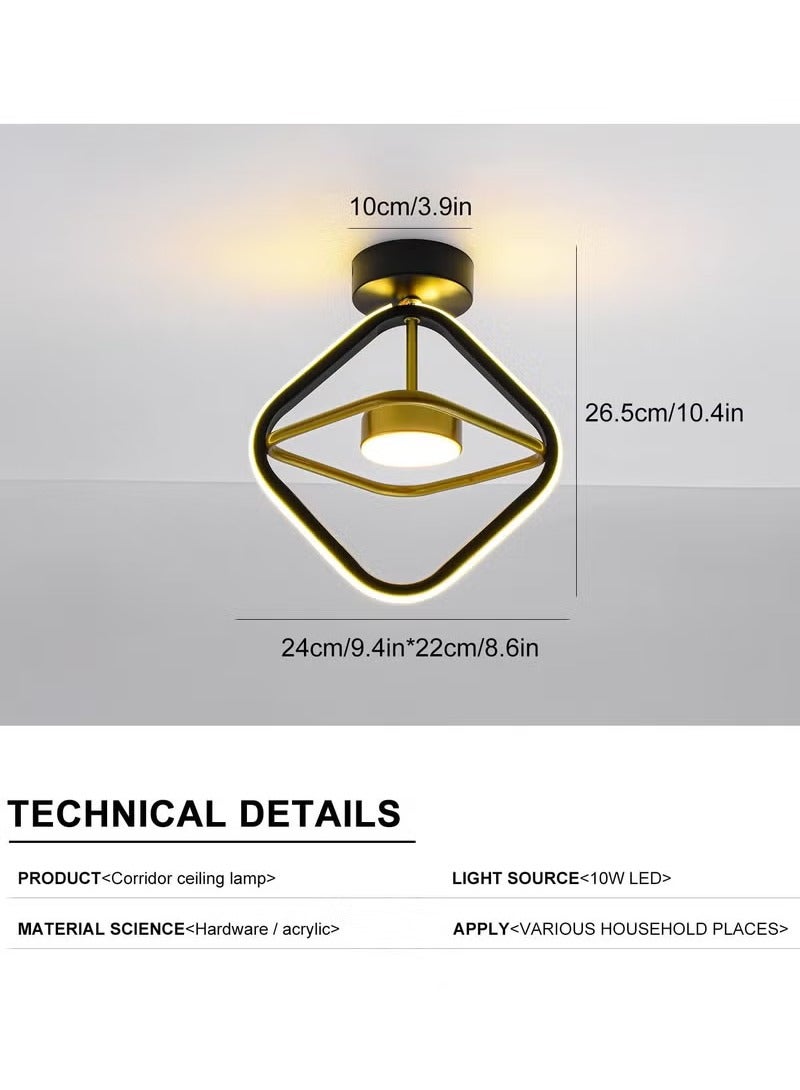 مصباح سقف أسود ليد ، تركيبات إضاءة سقف LED صغيرة حديثة ، مصباح سقف معدني بتصميم إبداعي لغرفة المعيشة وغرفة النوم ، ممر الممر ، المدخل الداخلي ، 3 ألوان (3000K-6500K)  - Image 5