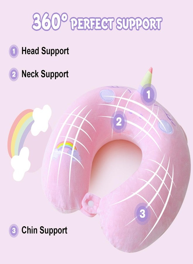 Cirorld Travel Pillow for Kids Adult Cute Neck Pillow for Traveling Memory Foam Airplane Pillow Sleep Mask Animal Flight Pillow Head Rest Neck Support for Cars Long Flights (Pink, 9-12 Y/O) - Image 2