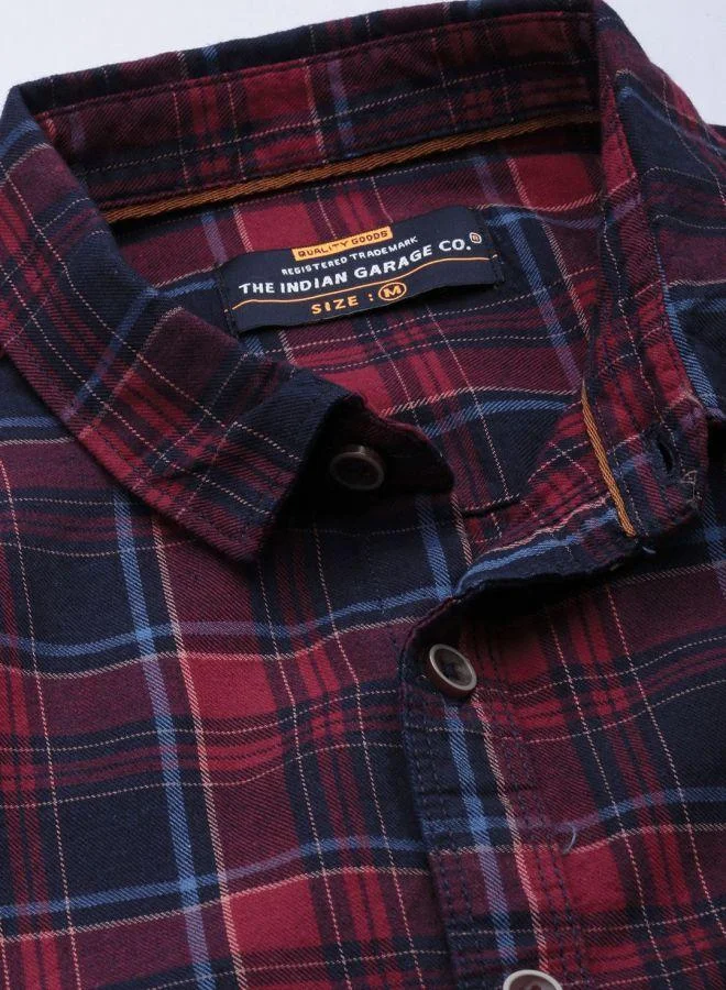 The Indian Garage Co The Indian Garage Co Men Slim Fit Plaid Shirt