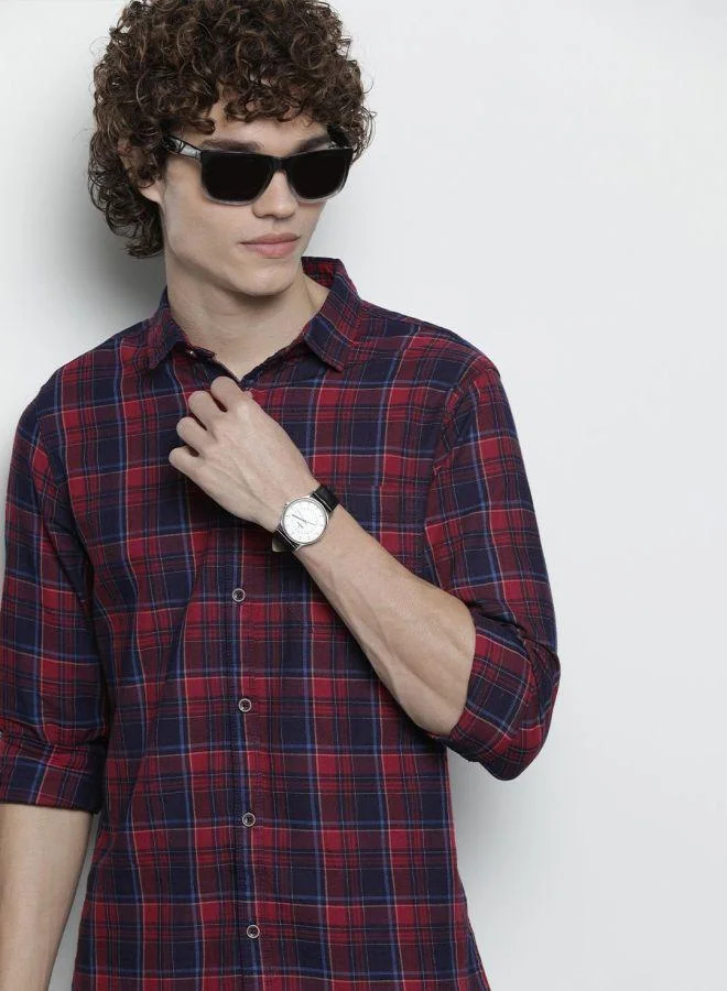 The Indian Garage Co The Indian Garage Co Men Slim Fit Plaid Shirt