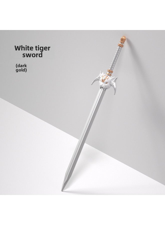 Toy Sword Simulation Vermilion Sword Shield Children's Toy Sword Soft Rubber Material PU Sword Set Sword Toy-Color:White Tiger Sword - Image 1
