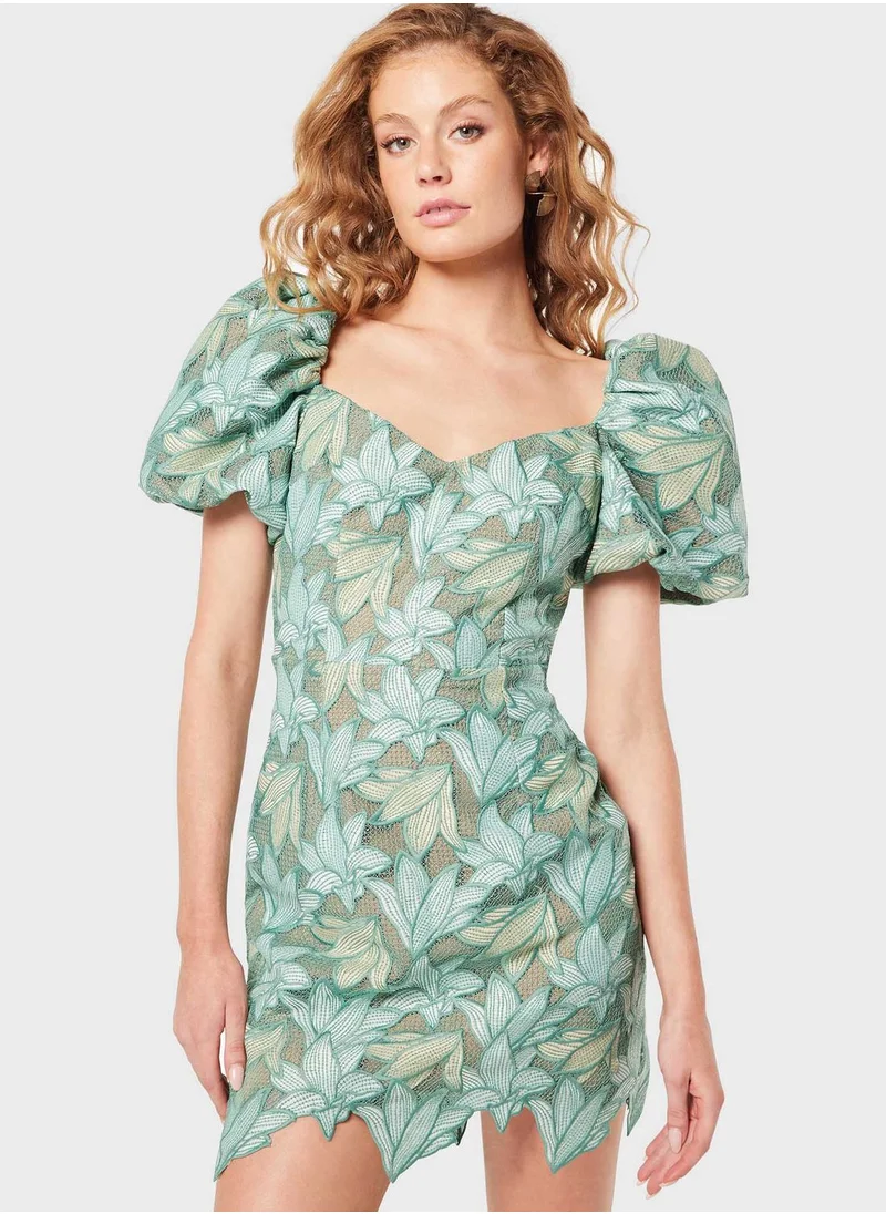 ELLIATT Floral Print Puff Sleeve Dress