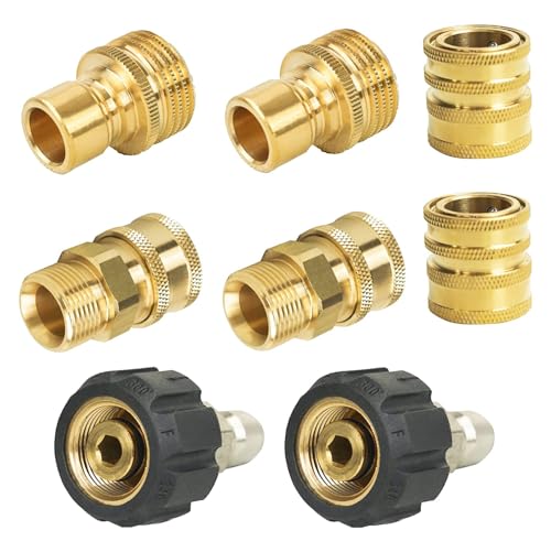 Xiny Tool Pressure Washer Adapter Set, Quick Disconnect Kit With M22 Metric Male Thread Quick Connector, M22 Swivel to 3/8'' Quick Connect, 3/4" to Quick Release, 8 pack - Image 1