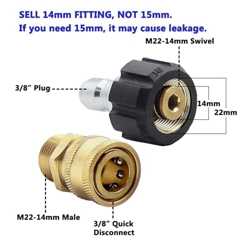 Xiny Tool Pressure Washer Adapter Set, Quick Disconnect Kit With M22 Metric Male Thread Quick Connector, M22 Swivel to 3/8'' Quick Connect, 3/4" to Quick Release, 8 pack - Image 3