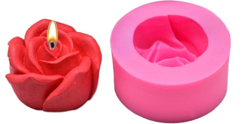 قالب شمعة على شكل وردة SOFTCREATO I قالب سيليكون لزهرة الفاوانيا 3D I لتزيين الصابون والشوكولاتة وكعكة الديكور والفن والحرف اليدوية 1 قطعة كبيرة