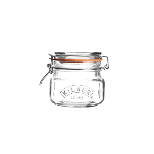 Kilner Premium 500ml Airtight Square Clip Top Glass Jar for Food Storage | Multipurpose, BPA Free, Reusable Kitchen Container - Image 1