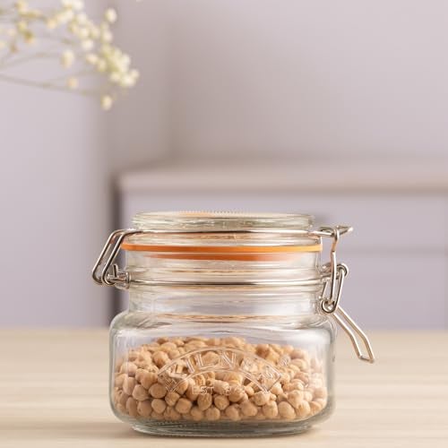 Kilner Premium 500ml Airtight Square Clip Top Glass Jar for Food Storage | Multipurpose, BPA Free, Reusable Kitchen Container - Image 4