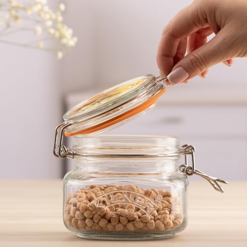 Kilner Premium 500ml Airtight Square Clip Top Glass Jar for Food Storage | Multipurpose, BPA Free, Reusable Kitchen Container - Image 3