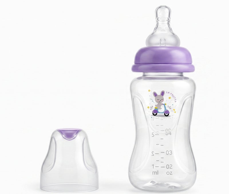 La Frutta La Fruta Comfort Plastic Bottle, Anti-Colic Air System for 0+ Months, 160ml Capacity, with Soft Silicone Teat, BPA-Free - Purple - Image 1